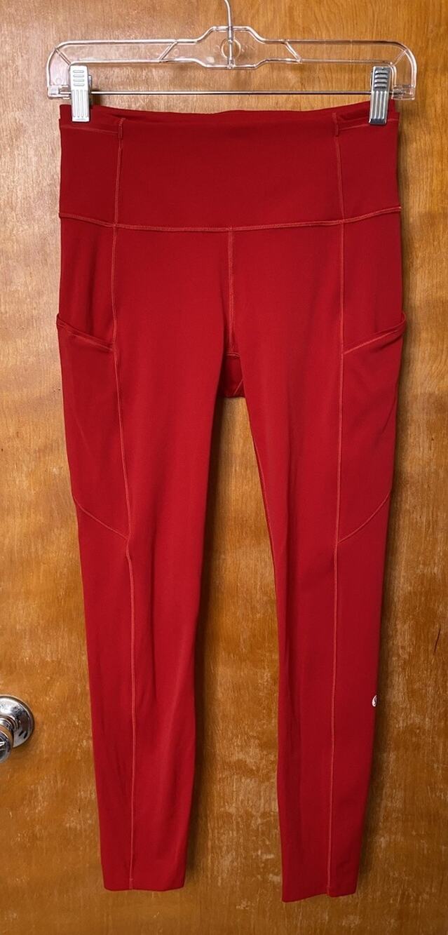 Lululemon Fast and Free HR Crop Leggings 25" Red Women's Activewear Size 6